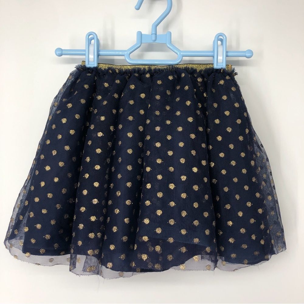 Hanna Andersson Polka Dot Tutu‎ Girls 5 Navy Blue Gold NWT